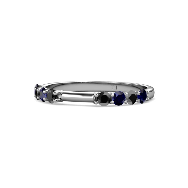 Alicia 2.60 mm Blue Sapphire and Black Diamond Wedding Band 