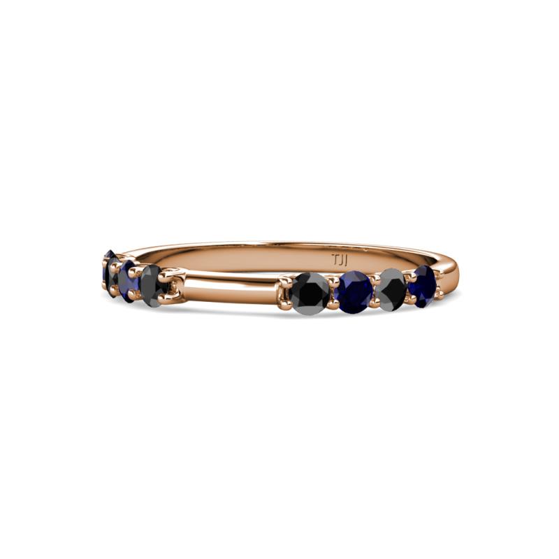 Alicia 2.60 mm Blue Sapphire and Black Diamond Wedding Band 