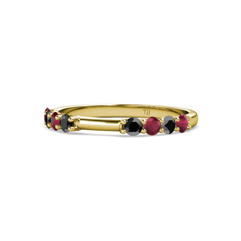 Alicia 2.60 mm Ruby and Black Diamond Wedding Band 