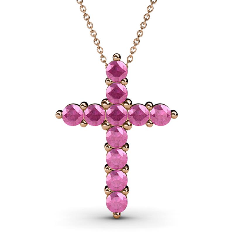 Abella Pink Sapphire Cross Pendant 