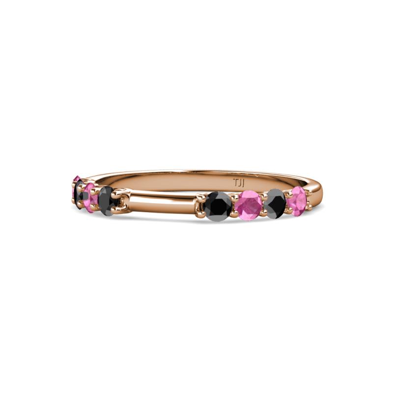Alicia 2.60 mm Pink Sapphire and Black Diamond Wedding Band 