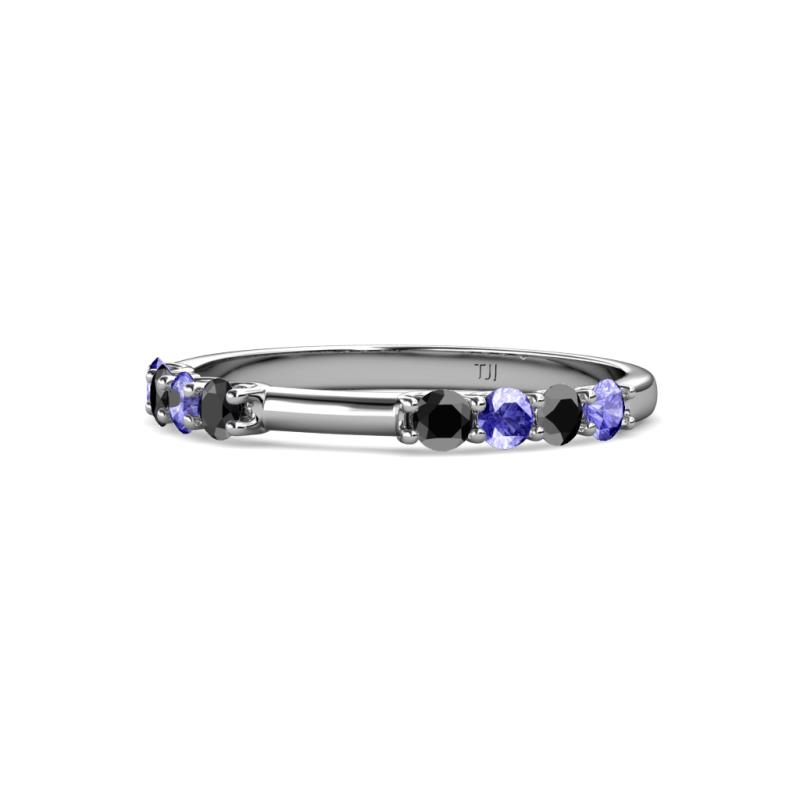 Alicia 2.60 mm Tanzanite and Black Diamond Wedding Band 