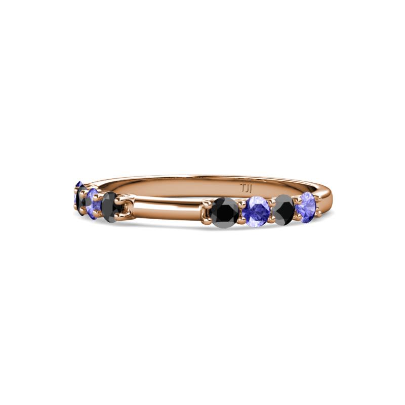 Alicia 2.60 mm Tanzanite and Black Diamond Wedding Band 
