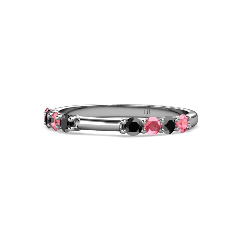 Alicia 2.60 mm Pink Tourmaline and Black Diamond Wedding Band 