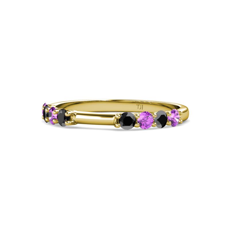 Alicia 2.60 mm Amethyst and Black Diamond Wedding Band 