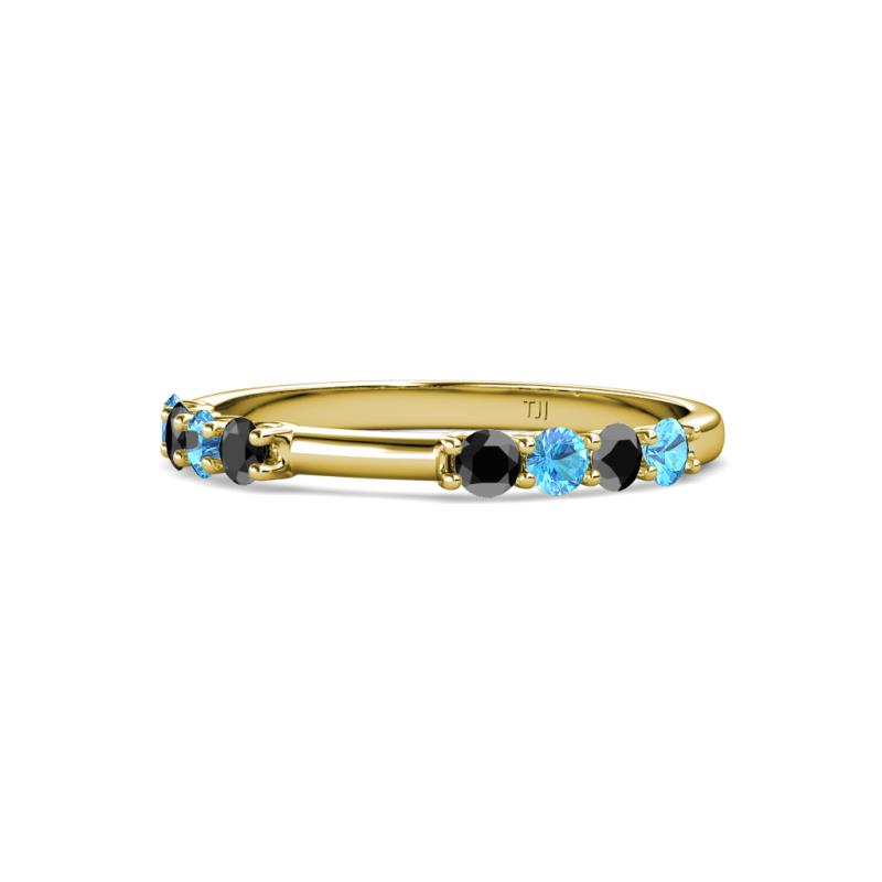Alicia 2.60 mm Blue Topaz and Black Diamond Wedding Band 