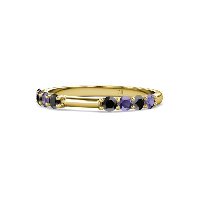 Alicia 2.60 mm Iolite and Black Diamond Wedding Band 