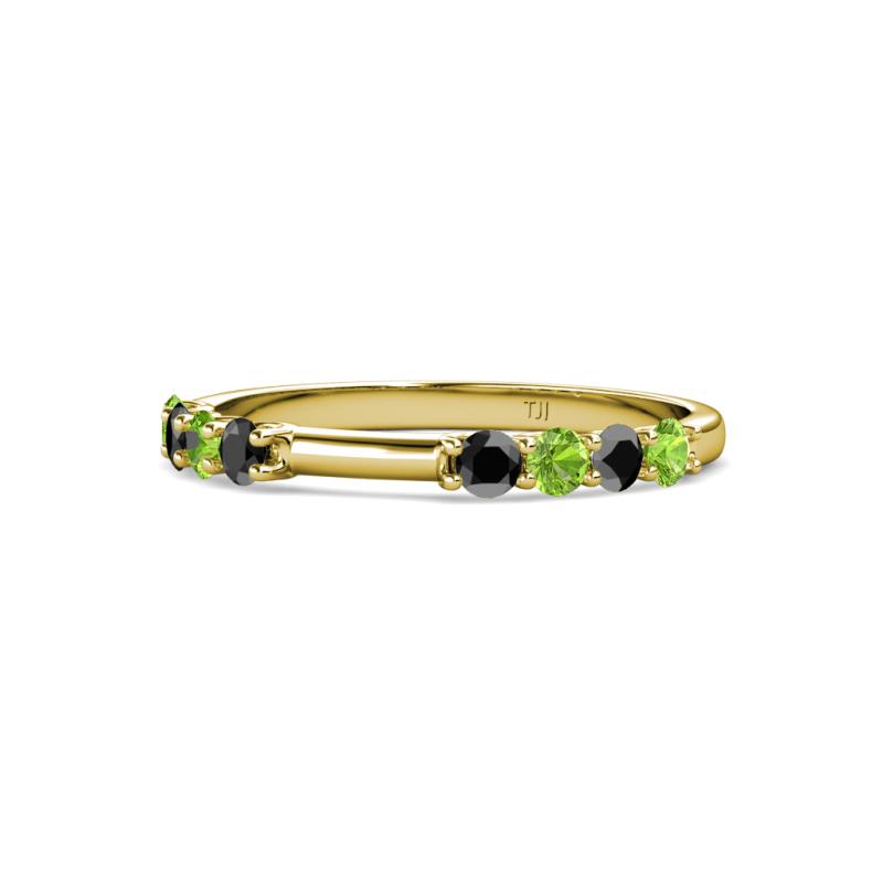 Alicia 2.60 mm Peridot and Black Diamond Wedding Band 