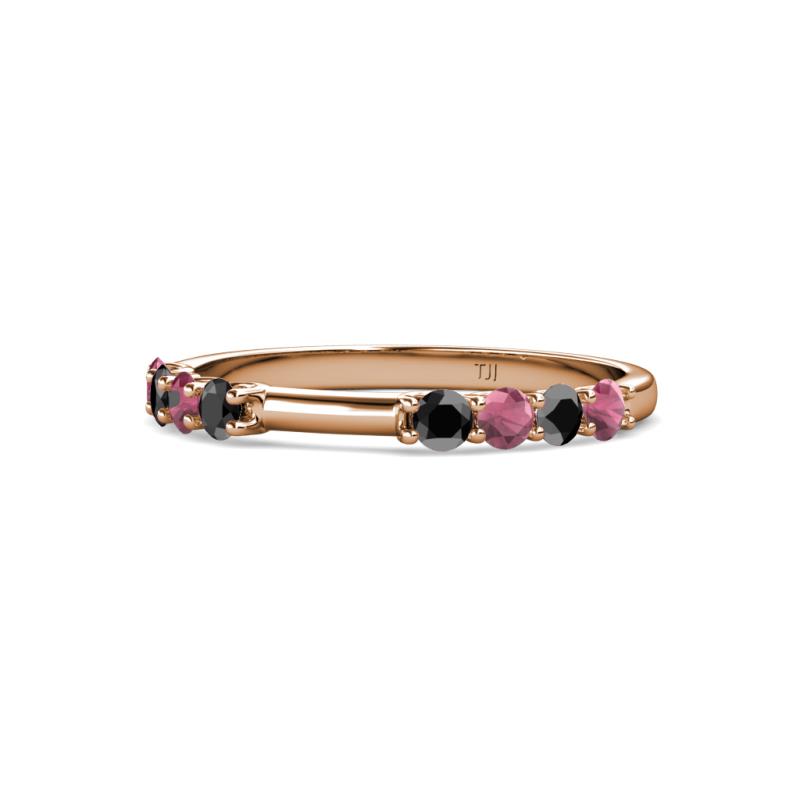 Alicia 2.60 mm Rhodolite Garnet and Black Diamond Wedding Band 