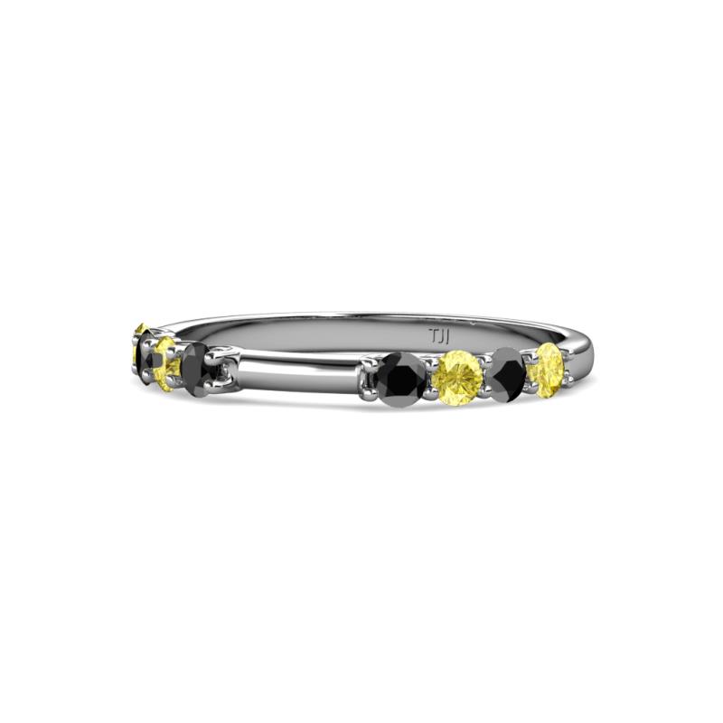 Alicia 2.60 mm Yellow Sapphire and Black Diamond Wedding Band 