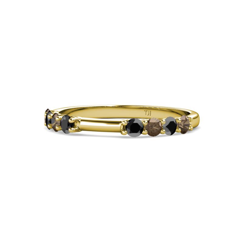 Alicia 2.60 mm Smoky Quartz and Black Diamond Wedding Band 