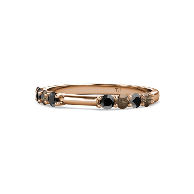 Alicia 2.60 mm Smoky Quartz and Black Diamond Wedding Band 