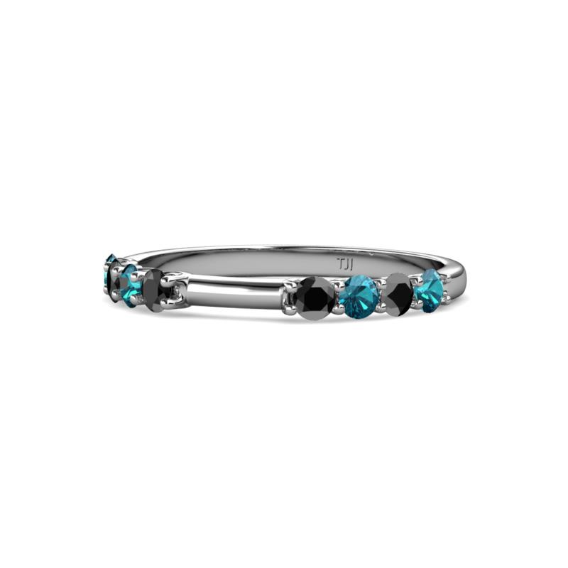 Alicia 2.60 mm London Blue Topaz and Black Diamond Wedding Band 