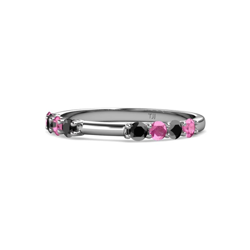 Alicia 2.60 mm Pink Sapphire and Black Diamond Wedding Band 
