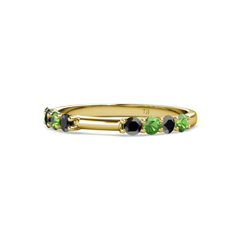 Alicia 2.60 mm Green Garnet and Black Diamond Wedding Band 