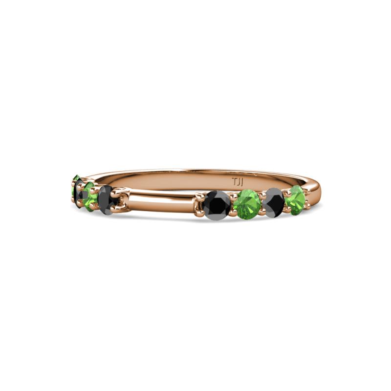 Alicia 2.60 mm Green Garnet and Black Diamond Wedding Band 