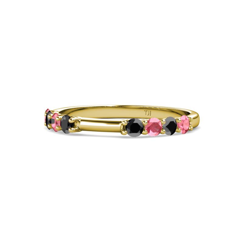 Alicia 2.60 mm Pink Tourmaline and Black Diamond Wedding Band 