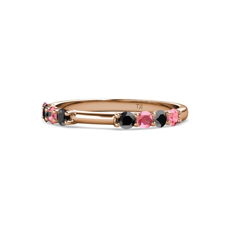 Alicia 2.60 mm Pink Tourmaline and Black Diamond Wedding Band 