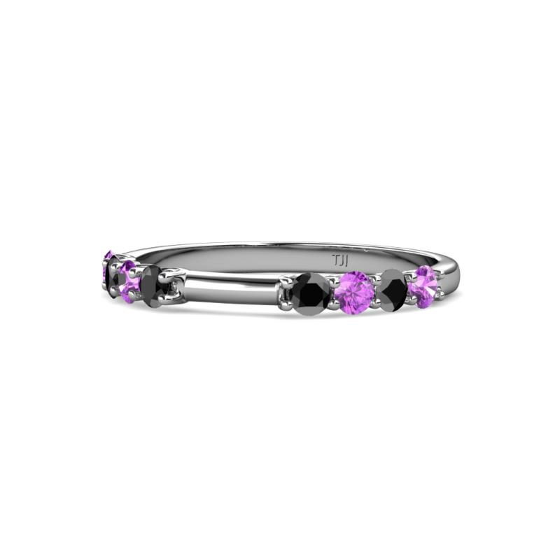 Alicia 2.60 mm Amethyst and Black Diamond Wedding Band 