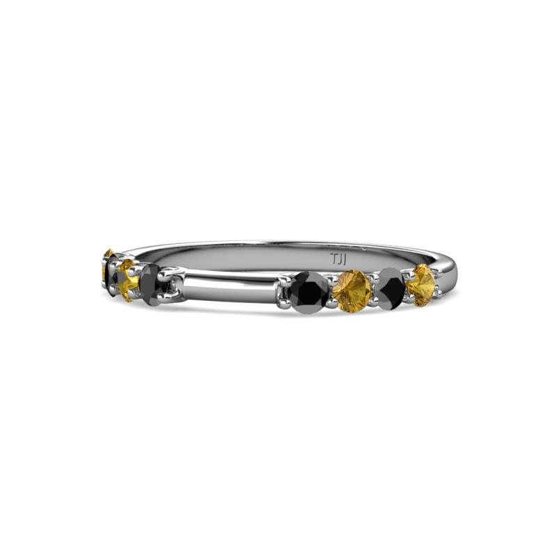 Alicia 2.60 mm Citrine and Black Diamond Wedding Band 