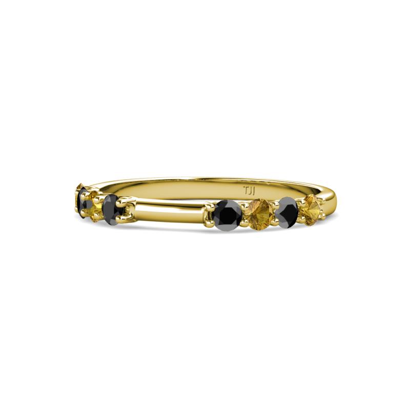 Alicia 2.60 mm Citrine and Black Diamond Wedding Band 