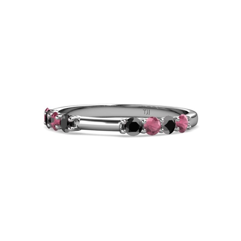 Alicia 2.60 mm Rhodolite Garnet and Black Diamond Wedding Band 