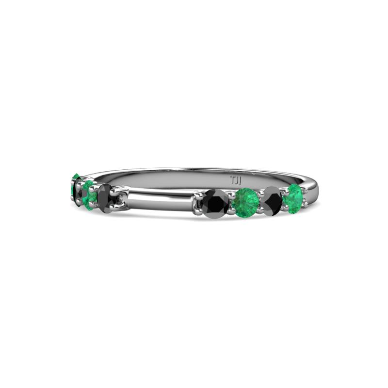 Alicia 2.60 mm Emerald and Black Diamond Wedding Band 