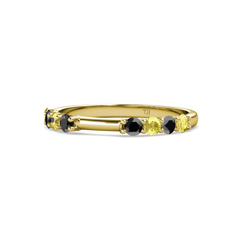 Alicia 2.60 mm Yellow Sapphire and Black Diamond Wedding Band 