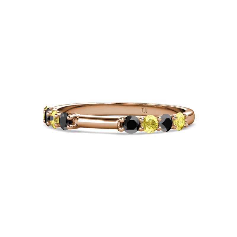 Alicia 2.60 mm Yellow Sapphire and Black Diamond Wedding Band 