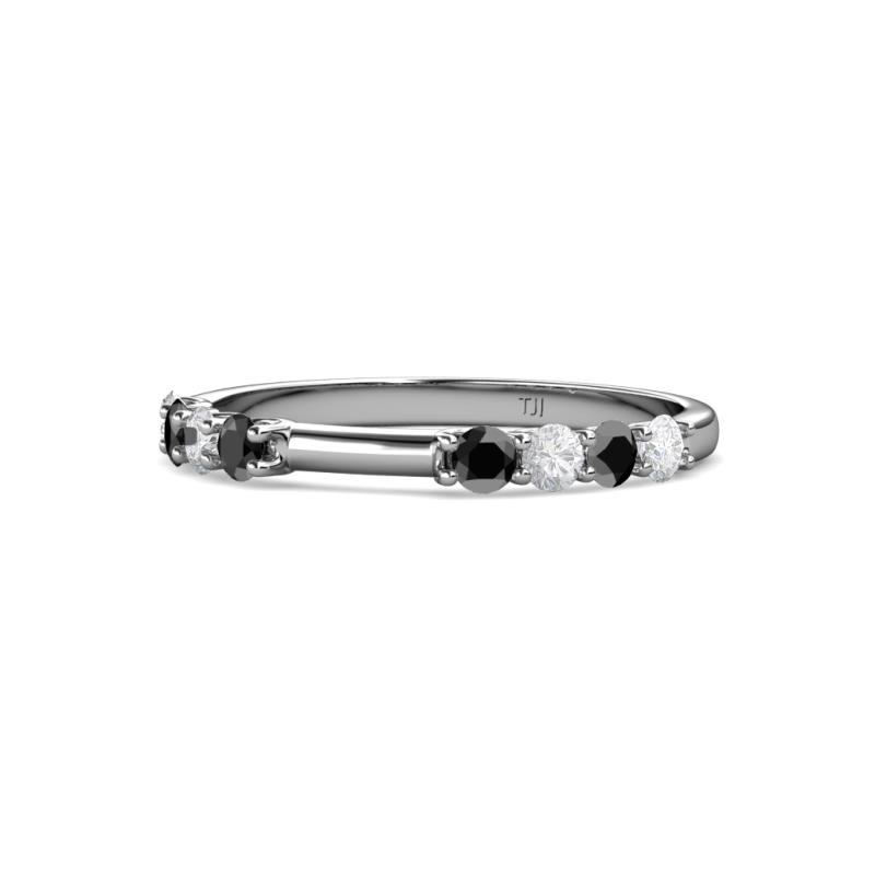Alicia 2.60 mm White Sapphire and Black Diamond Wedding Band 