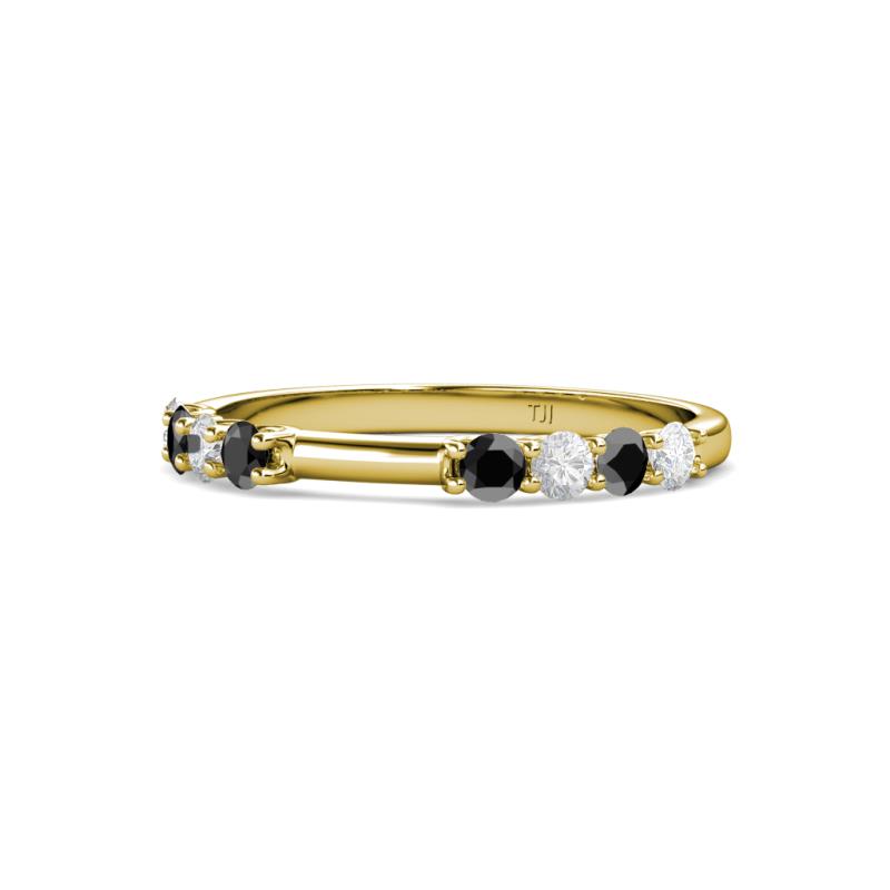 Alicia 2.60 mm White Sapphire and Black Diamond Wedding Band 