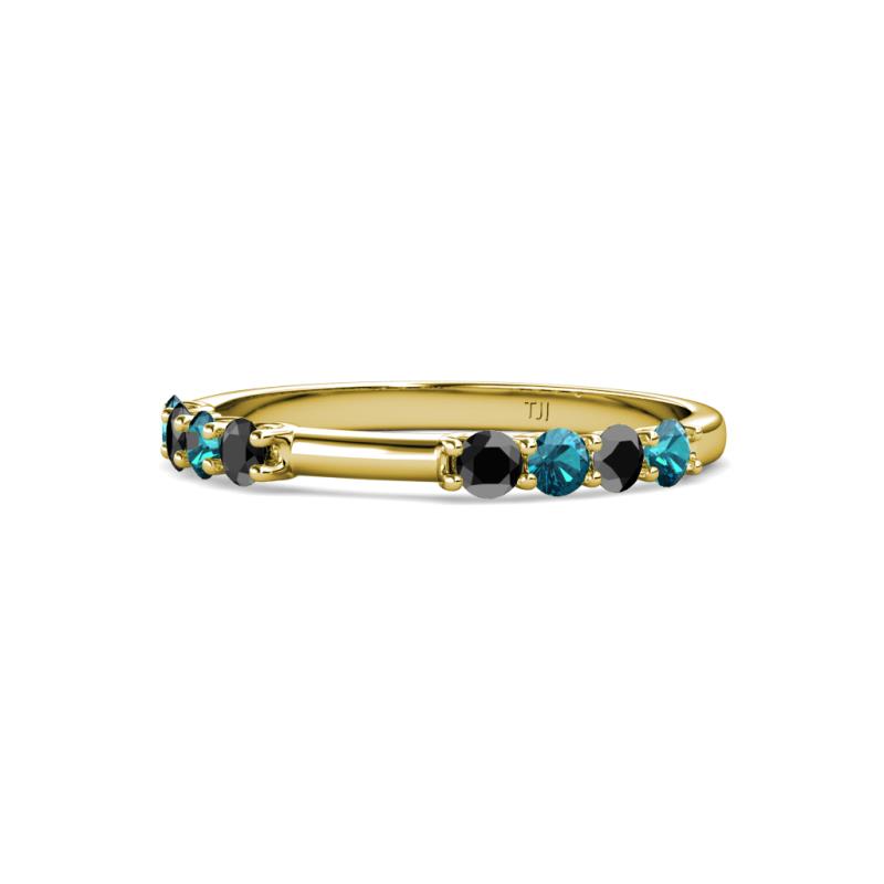 Alicia 2.60 mm London Blue Topaz and Black Diamond Wedding Band 