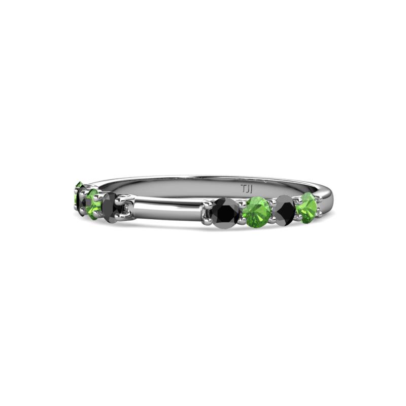 Alicia 2.60 mm Green Garnet and Black Diamond Wedding Band 