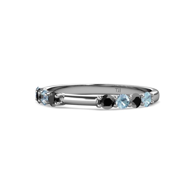 Alicia 2.60 mm Aquamarine and Black Diamond Wedding Band 