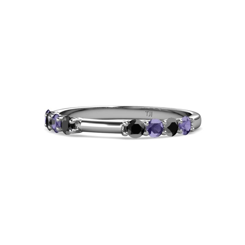 Alicia 2.60 mm Iolite and Black Diamond Wedding Band 