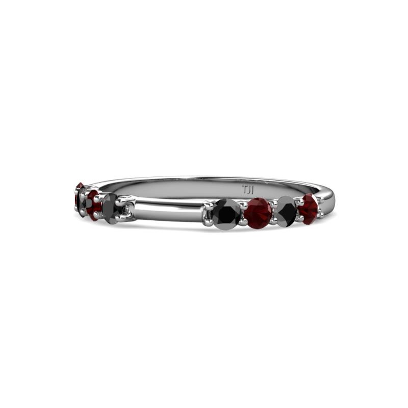 Alicia 2.60 mm Red Garnet and Black Diamond Wedding Band 