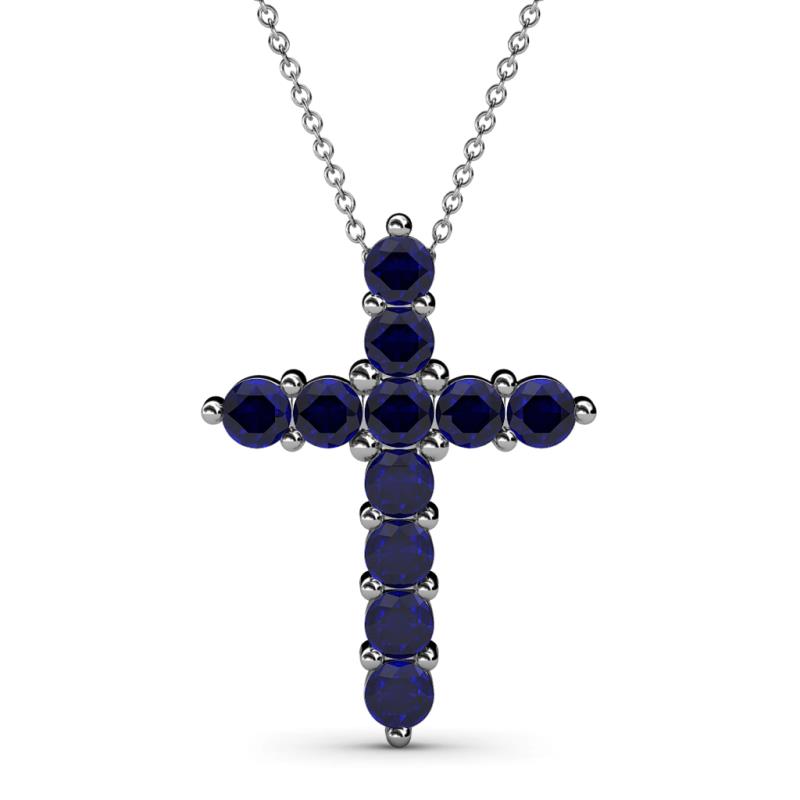 Abella Blue Sapphire Cross Pendant Blue Sapphire Womens Cross Pendant Necklace ctw K White GoldIncluded Inches K White Gold Chain