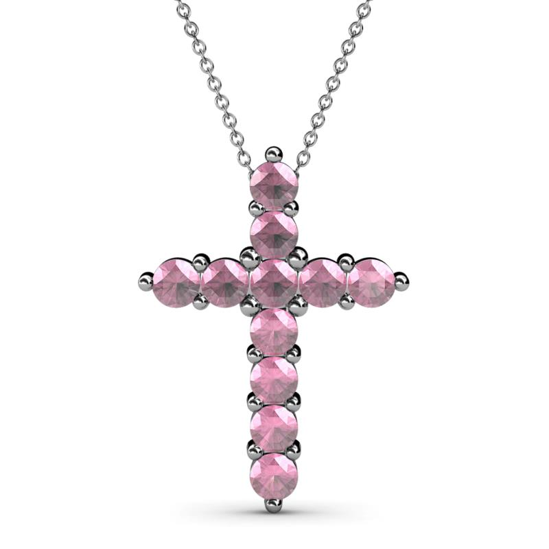Abella Pink Tourmaline Cross Pendant Pink Tourmaline Womens Cross Pendant Necklace ctw K White GoldIncluded Inches K White Gold Chain