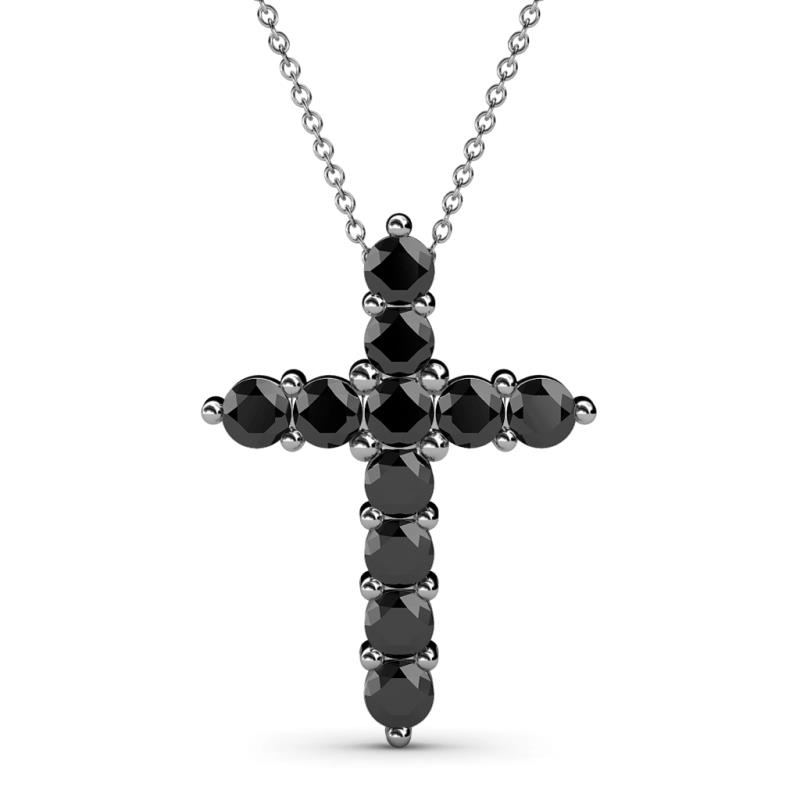 Abella Black Diamond Cross Pendant Black Diamond Womens Cross Pendant Necklace ctw K White GoldIncluded Inches K White Gold Chain