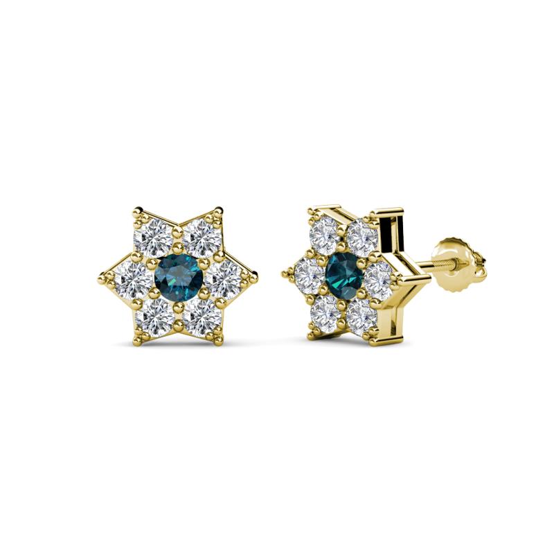 Amora Blue and White Diamond Flower Earrings 