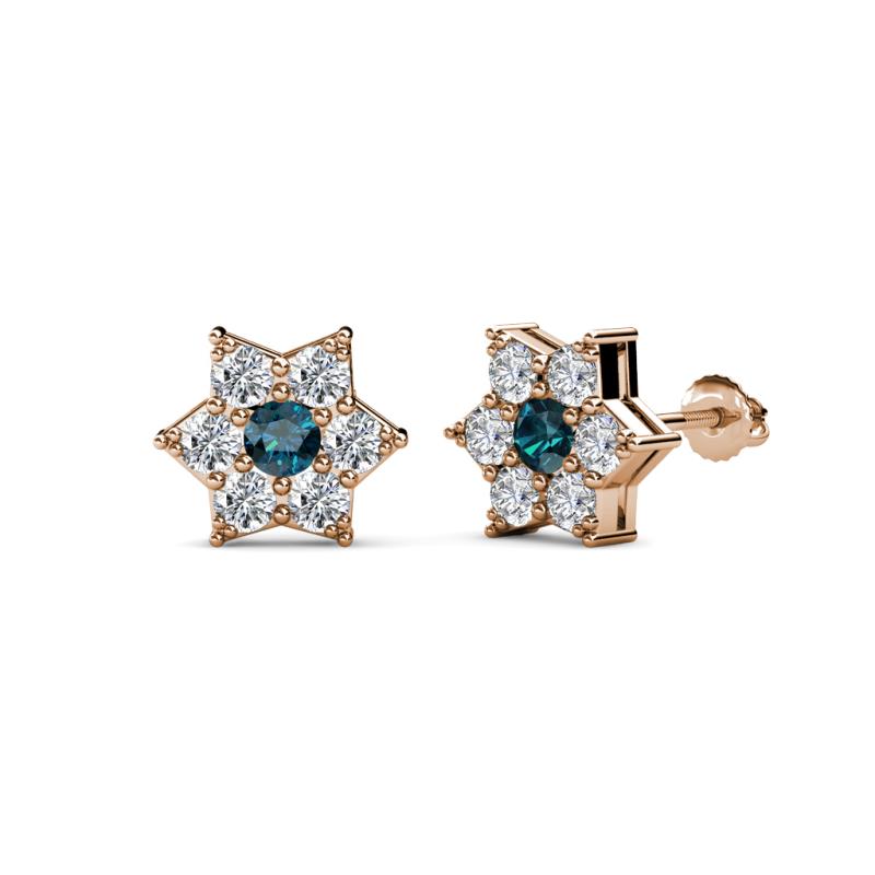 Amora Blue and White Diamond Flower Earrings 