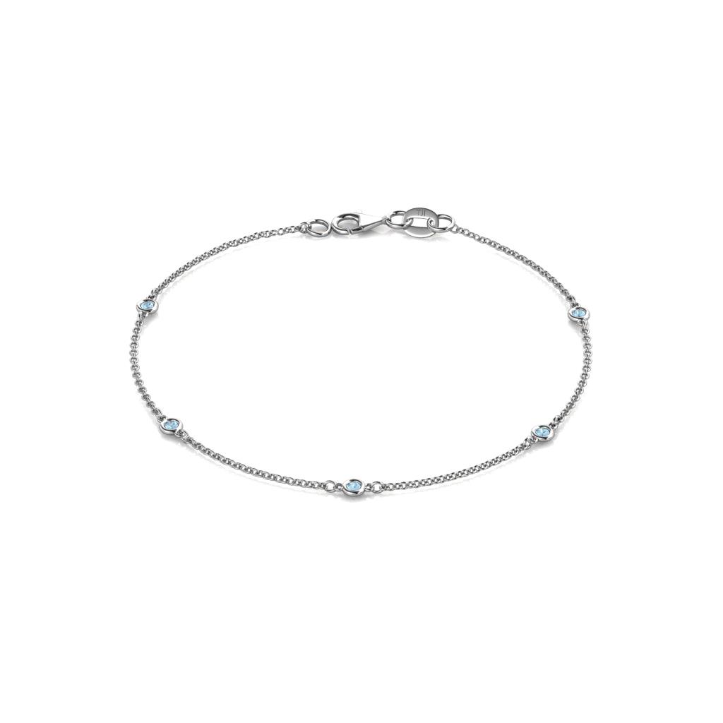Aizza (5 Stn/2mm) Aquamarine Station Bracelet 