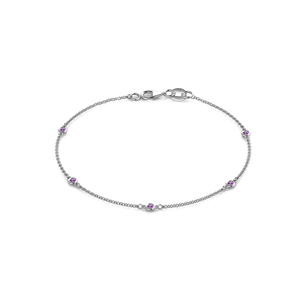 Aizza (5 Stn/2mm) Amethyst Station Bracelet 