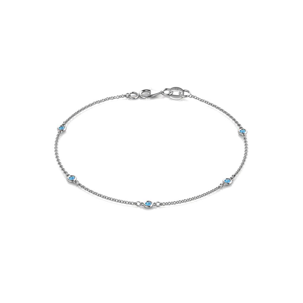 Aizza (5 Stn/2mm) Blue Topaz Station Bracelet 