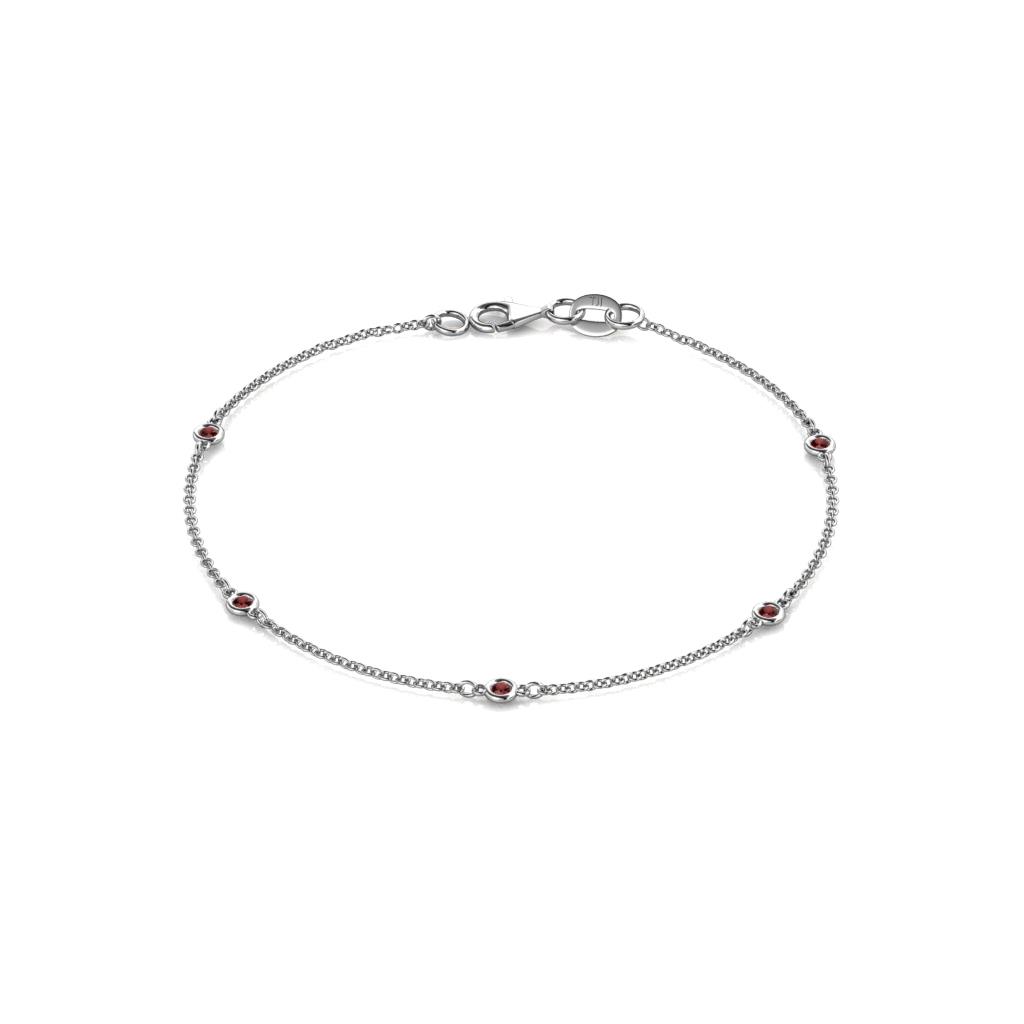 Aizza (5 Stn/2mm) Red Garnet Station Bracelet 