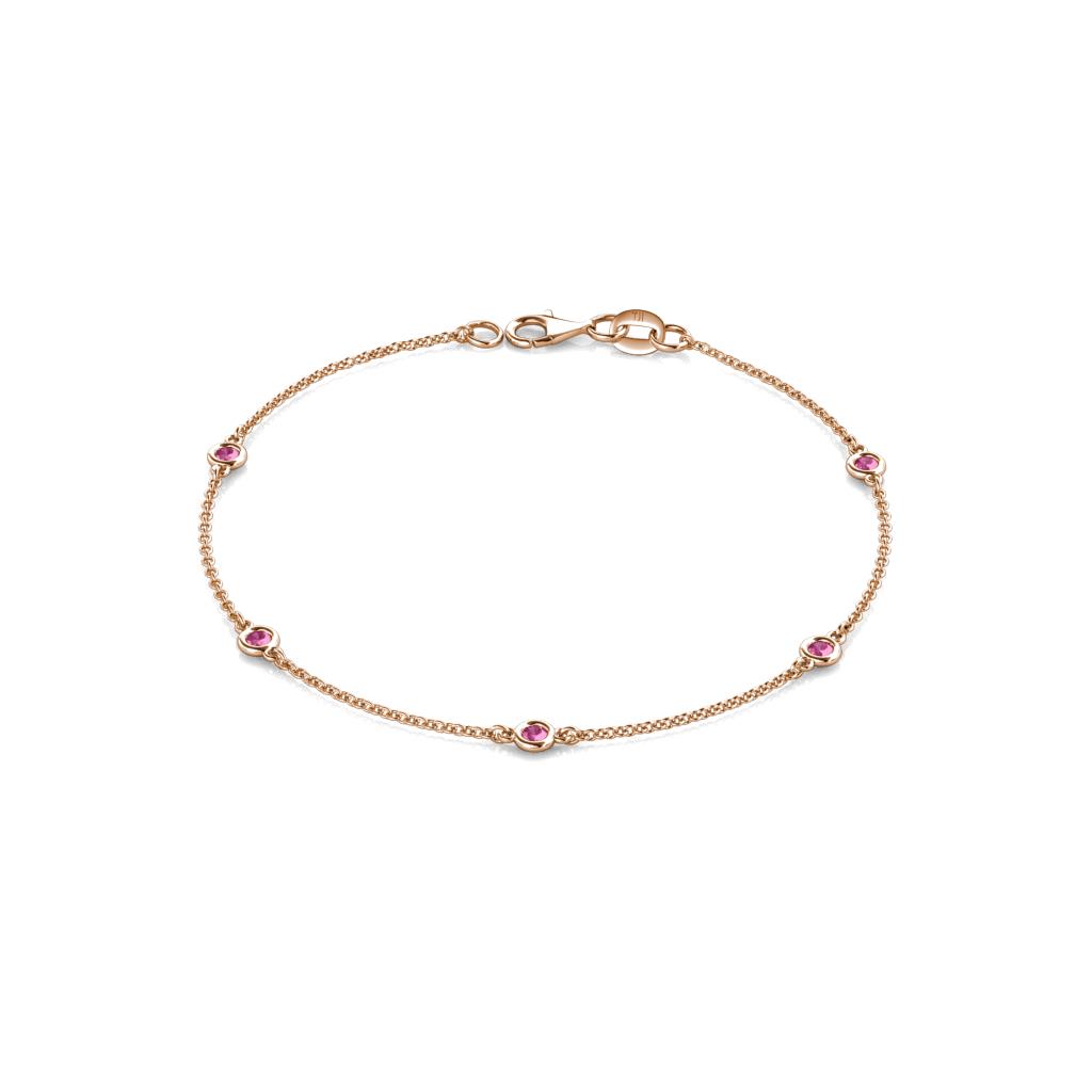 Aizza (5 Stn/2.4mm) Pink Sapphire Station Bracelet 
