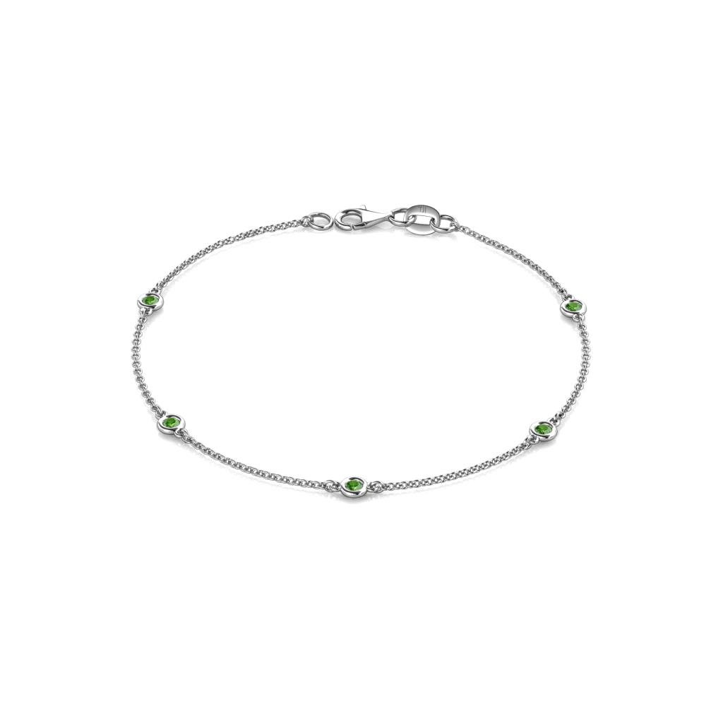 Aizza (5 Stn/2.4mm) Green Garnet Station Bracelet 