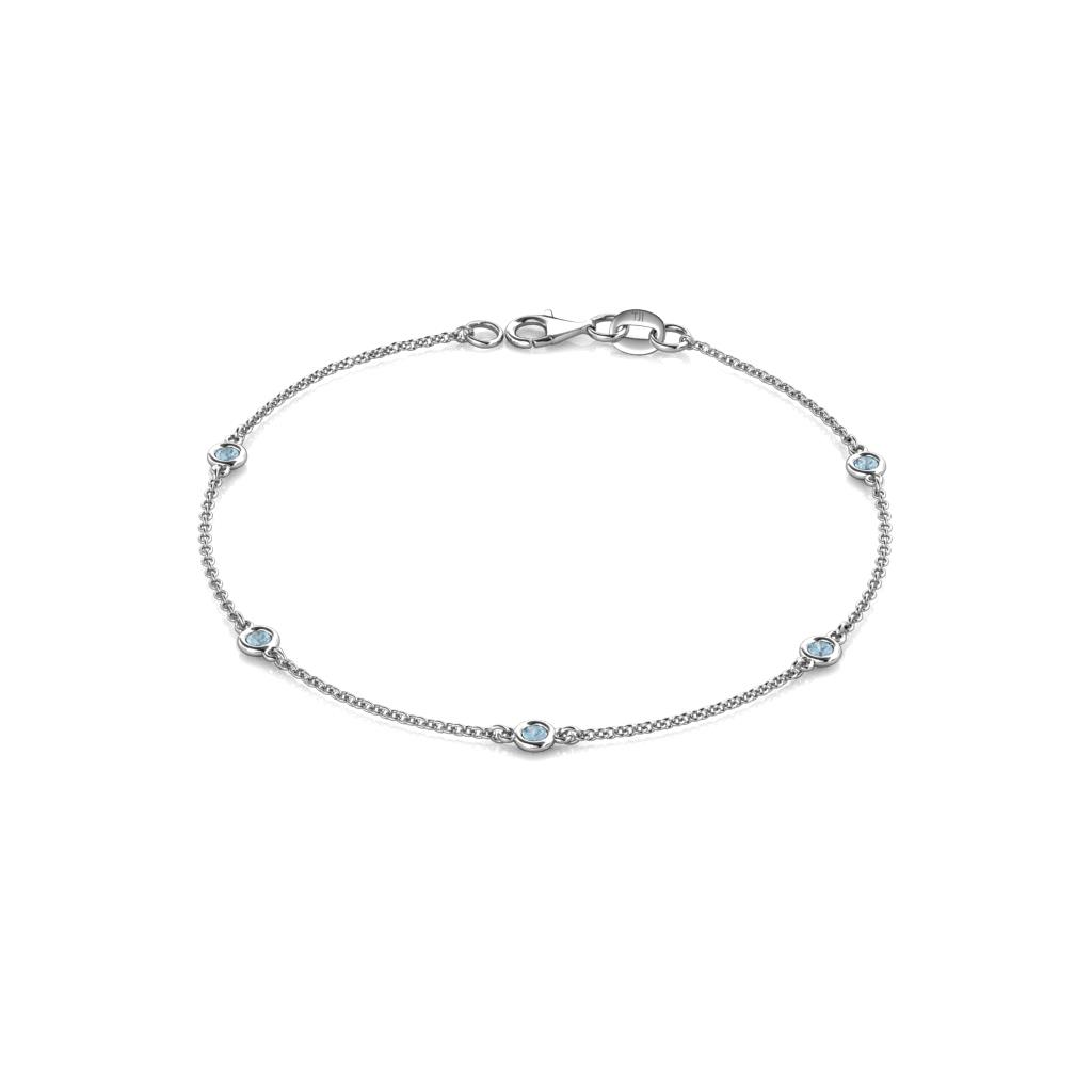Aizza (5 Stn/2.4mm) Aquamarine Station Bracelet 