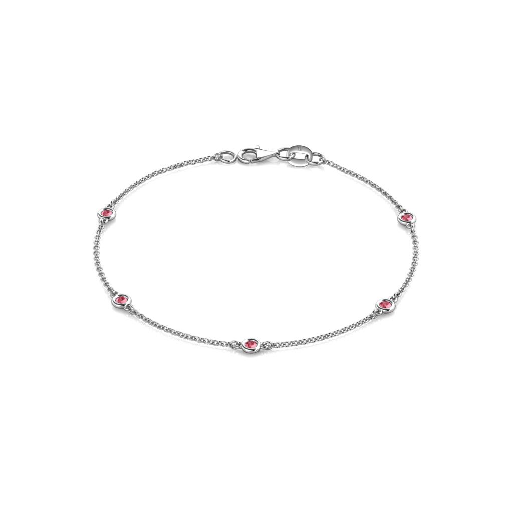 Aizza (5 Stn/2.4mm) Pink Tourmaline Station Bracelet 