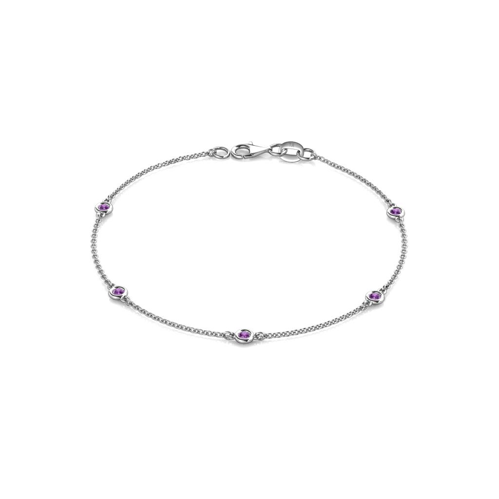 Aizza (5 Stn/2.4mm) Amethyst Station Bracelet 